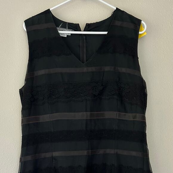 Vintage Maggy London striped silk sheath lace Whimsigoth goth Gothic emo Y2K 14 - Picture 4 of 13